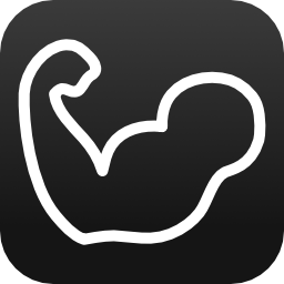 Grow icon showing a flexing arm on a black background